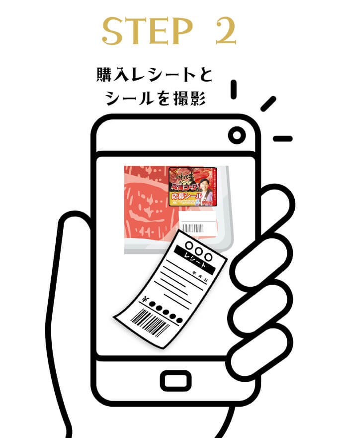購入レシートとシールを同一画面で撮影。